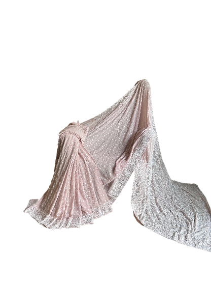 Dusty Pink Pure And Premium Georgette Saree And Blouse