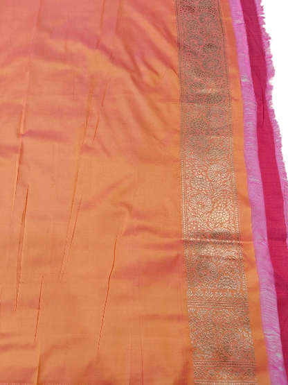 Yellow Pure Katan Silk Handloom Banarasi Saree
