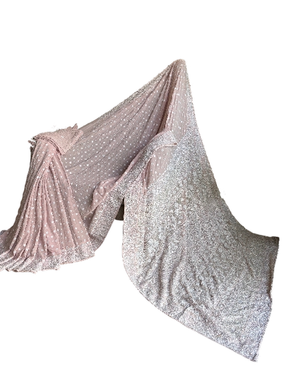 Dusty Pink Pure And Premium Georgette Saree And Blouse